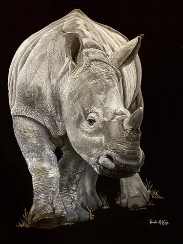 Rhinoceros Pastel Painting by Canadian wildlife artist - Silverline Fine Art