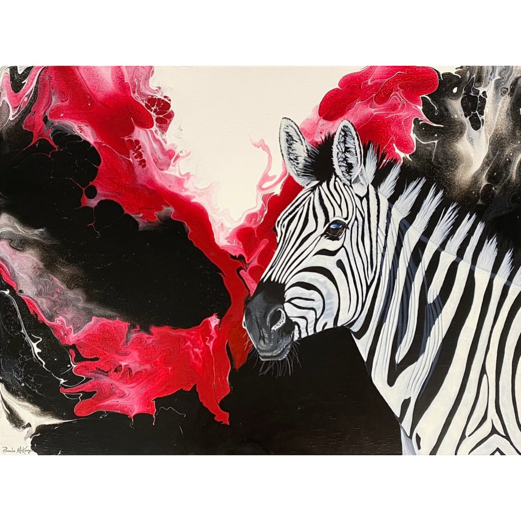“Red Dawn” Acrylic Zebra Painting