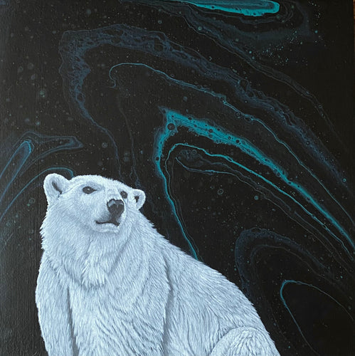 “Arctic Night” Acrylic Polar Bear Painting