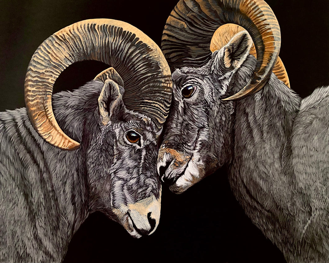 “Lean on Me” Bighorn Sheep Painting