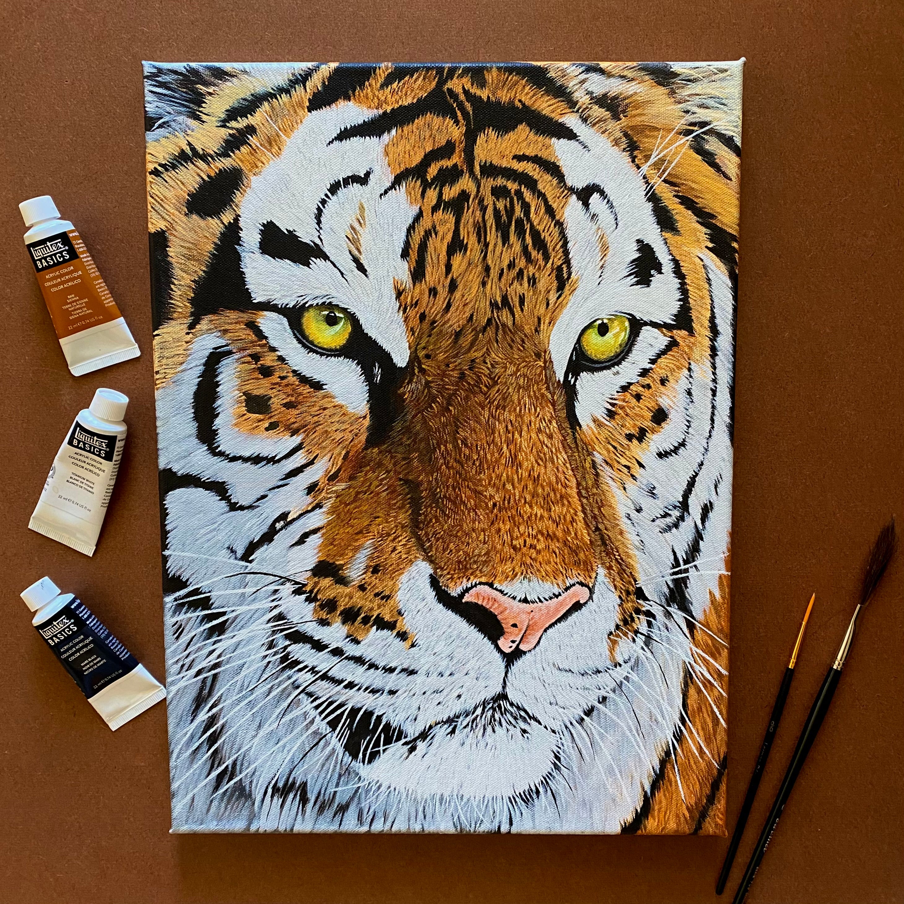 Acrylic Painting of a Tiger by Silverline Fine Art
